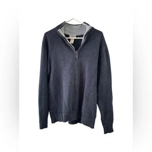 Men’s navy blue vintage L.L.Bean half zip sweater jacket